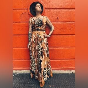 Vintage Animal Print Maxi Dress